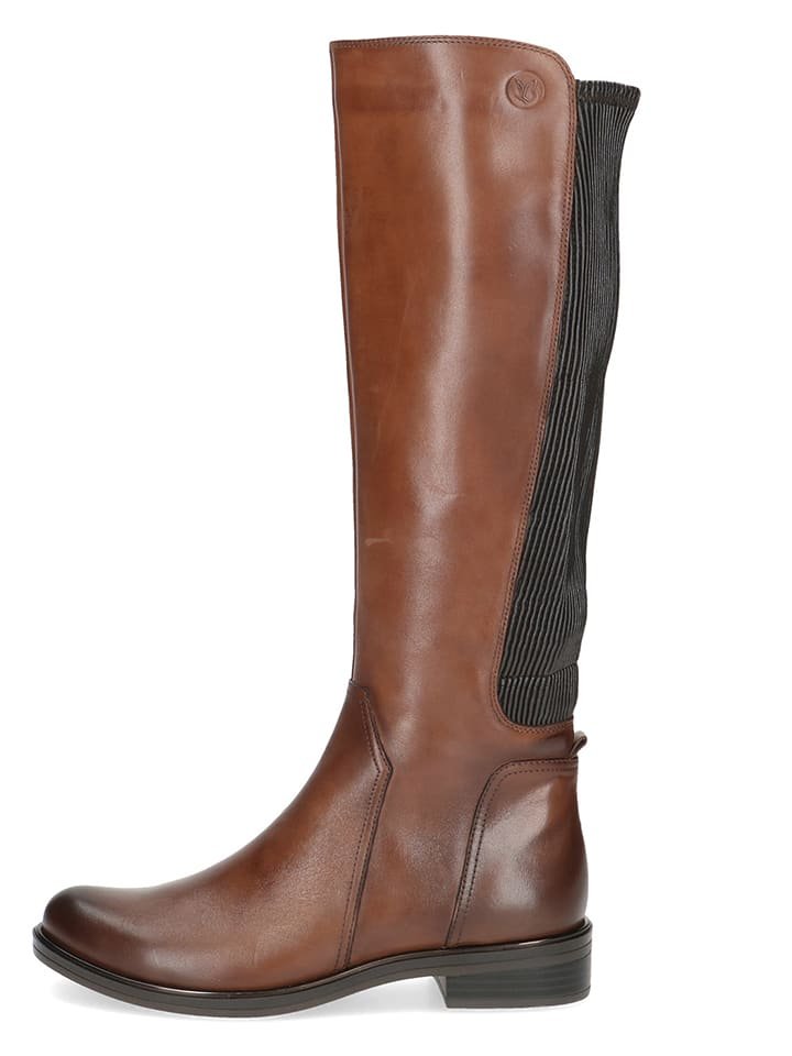 Caprice Skórzane kozaki w kolorze jasnobrązowym