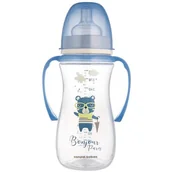 Butelki dla niemowląt - Butelka Antykolkowa Z Uchwytem 300 Ml Bonjour Paris Niebieska Canpol Babies - miniaturka - grafika 1