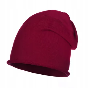 Czapka Dla Kobiety Beanie Jesienna Zimowa Majka Prosta Bez Wzoru Bordowa - Czapki damskie - miniaturka - grafika 1