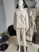 Dresy damskie - Masełkowy dres oversize - beżowy2 One size - miniaturka - grafika 1