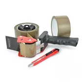 Taśmy klejące - Oklejarka Rapesco Do Taśm +2 Taśmy Brązowe + Nóż - miniaturka - grafika 1