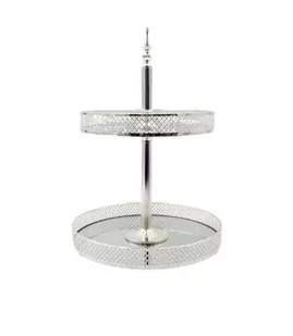 PATERA klasyczna dwupoziomowa metalowa w srebrnym kolorze - Tace i patery - miniaturka - grafika 1