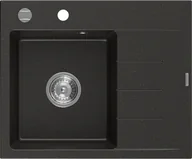 Zlewozmywaki - Mexen Ben zlewozmywak granitowy 1-komorowy z ociekaczem prawy 600 x 500 mm, czarny/złoty metalik, syfon chrom - 6523605000-75 - miniaturka - grafika 1