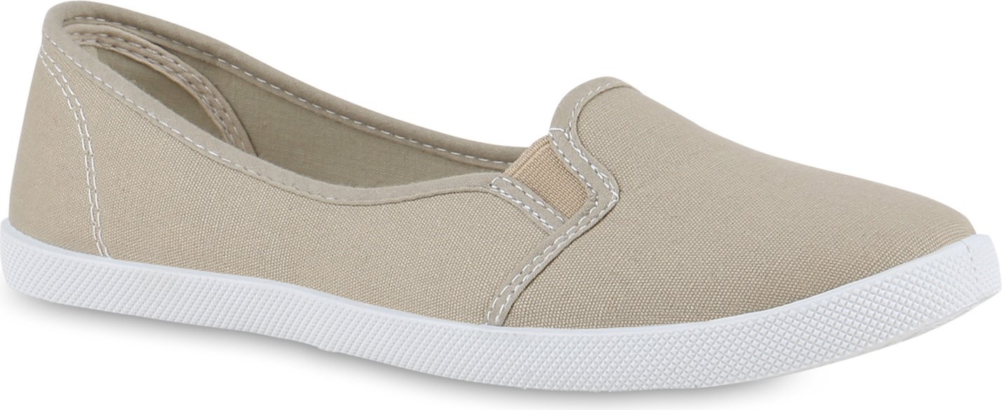 VAN HILL trampki damskie baleriny materiałowe buty płaskie slip-on 71072, Kolor: Khaki, Rozmiar: 36
