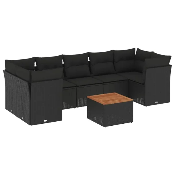 Zestaw mebli ogrodowych z rattanem PE, czarny, wymiary: 62x62x69 cm, 55x62x
