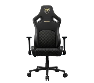 Cougar Defensor Gold F Gamingowy 120kg Tkanina Czarno-złoty - Fotele gamingowe - miniaturka - grafika 1