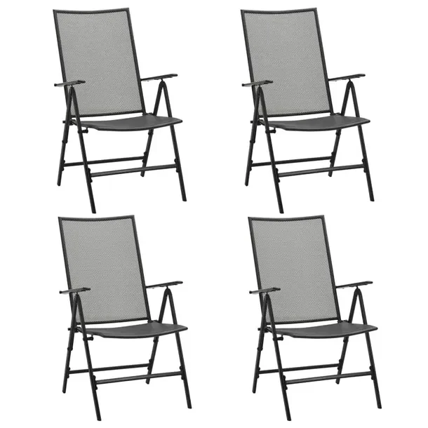Zestaw 4 składanych krzeseł ogrodowych, antracyt, stal, 57 x (61-94) x (8