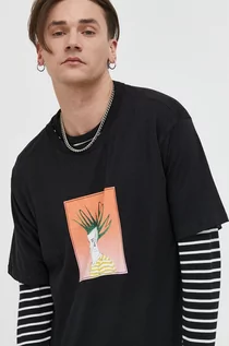 Koszulki męskie - Volcom t-shirt bawełniany X Justin Hager kolor czarny z nadrukiem - grafika 1