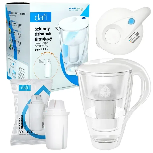 Dzbanek filtrujący szklany Dafi Crystal LED 2l + 2x Filtr Dafi Classic