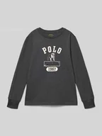 Koszulki dla chłopców - Bluzka z długim rękawem i nadrukiem z logo - miniaturka - grafika 1