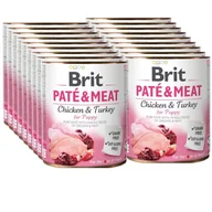 Mokra karma dla psów - BRIT PATÉ & MEAT CHICKEN & TURKEY FOR PUPPY 18x800g - miniaturka - grafika 1