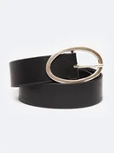 Paski - BIG STAR Skórzany pasek w kolorze czarnym - miniaturka - grafika 1