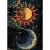 Rękodzieło - TEMU 5D Zestaw do Malowania Diamentami DIY - Motyw Słońce i Księżyc, Pełne Wyszywanie Kryształowe Dekoracje Ścienne dla Dorosłych - miniaturka - grafika 1
