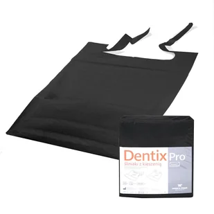 Śliniak dentystyczny z kieszonką 39cm x 48cm czarny podfoliowany 54g DentixPro 50szt - Sprzęt i akcesoria stomatologiczne - miniaturka - grafika 1