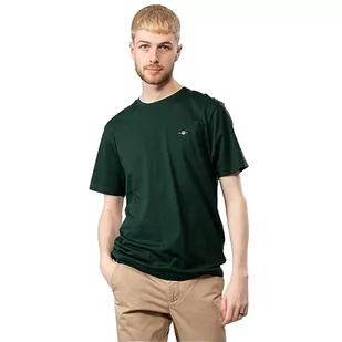 GANT Koszulka męska Reg Shield SS, Tartan Green, L - Koszulki męskie - miniaturka - grafika 1