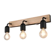 Lampy ścienne - ARTURO 284470332 kinkiet łazienkowy z elementem z drewna i włącznikiem 3xE27 IP44 wykończenie czarne - miniaturka - grafika 1