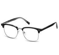 Okulary korekcyjne, oprawki, szkła - Oprawki korekcyjne zerówki okulary półramki 886A czarno-srebrne - miniaturka - grafika 1