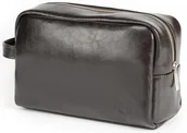 Akcesoria podróżnicze - Męska Podróżna Kosmetyczka 100% Skóra naturalna wodoodporna ciemnobrązowa - miniaturka - grafika 1