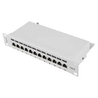 Akcesoria do szaf serwerowych - Lanberg Patch Panel 12 Port 1U 10 cali kategoria 6 ekranowany szary - miniaturka - grafika 1