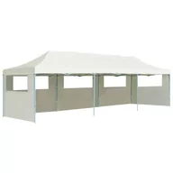 Pawilony ogrodowe - vidaXL Składany namiot z 5 ścianami bocznymi, 3 x 9 m, kremowy 44975 - miniaturka - grafika 1