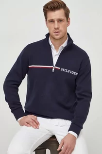 Swetry męskie - Tommy Hilfiger sweter męski kolor granatowy z półgolfem - grafika 1