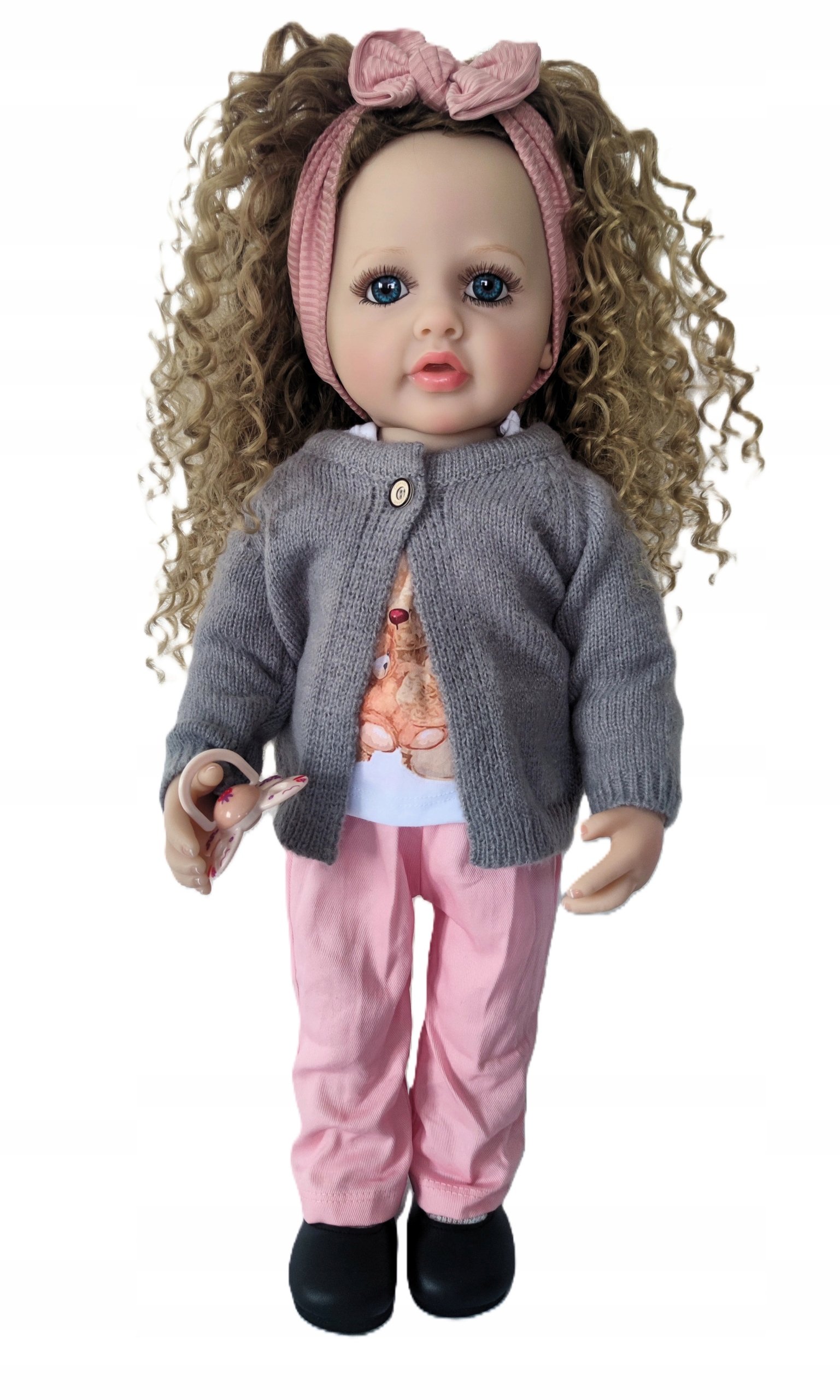 Lalka typ Reborn Lalka Realistyczna Vinil Kręcone Włosy Smoczek 55cm