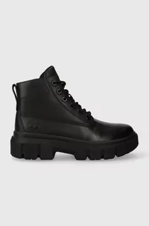 Botki damskie - Timberland workery skórzane Greyfield Leather Boot damskie kolor czarny na płaskim obcasie TB0A5ZDR0011 - grafika 1