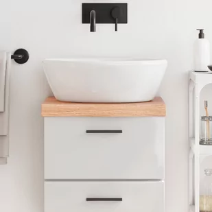 Blat do łazienki, jasnobrązowy, 40x40x6 cm, lite drewno Lumarko! - Szafki łazienkowe - miniaturka - grafika 1