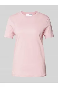 T-shirt z prążkowanym okrągłym dekoltem - Selected Femme - Koszulki i topy damskie - miniaturka - grafika 1