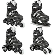 Łyżwy - Rolki Łyżwy Wrotki 4w1 Regulowane RAVEN Helixi Black/Grey 34-37 Kółko LED - miniaturka - grafika 1