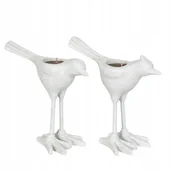 Świeczniki - 2 szt. ŚWIECZNIK tealight PTAK biały - miniaturka - grafika 1