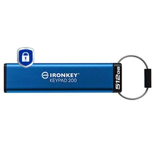 Kingston Technology IronKey Keypad 200 pamięć USB 512 GB USB Typu-A 3.2 Gen 1 (3.1 Gen 1) Niebieski IKKP200/512GB IKKP200/512GB - Pendrive - miniaturka - grafika 1