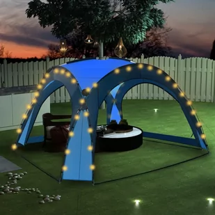 vidaXL Namiot imprezowy z LED i 4 ściankami, 3,6x3,6x2,3 m, niebieski - Altany ogrodowe - miniaturka - grafika 1