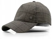 Czapki i chusty sportowe męskie - Czapka Z Daszkiem Bejsbolówka Brązowa W Elegancką Kratę Pako Jeans - miniaturka - grafika 1