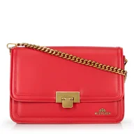 Torebki damskie - Skórzana crossbody z odpinanym łańcuszkiem czerwona - miniaturka - grafika 1