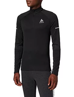 Swetry męskie - Odlo męski sweter midlayer 1/2 Zip omnius ciepłe, czarny, s 349442 - grafika 1