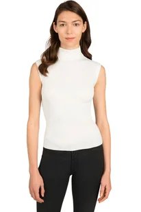 GUESS KLASYCZNA BLUZKA BEZ RĘKAWÓW Z GOLFEM ECRU S GXB - Bluzki damskie - miniaturka - grafika 1