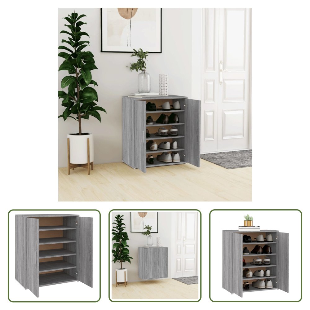 The Living Store Szafka na buty szara Sonoma 60x35x70 cm Materiał drewnopochodny