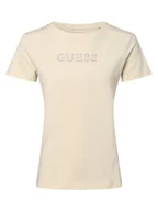 Koszulki i topy damskie - GUESS - T-shirt damski, beżowy - miniaturka - grafika 1