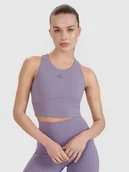 Koszulki sportowe damskie - 4F Crop top treningowy z wycięciem na plecach 4F x Anna Lewandowska - fioletowy XL - miniaturka - grafika 1