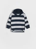 Bluzy i sweterki niemowlęce - Reserved - Bawełniany longsleeve z kapturem - granatowy - miniaturka - grafika 1