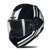 Kaski motocyklowe - Kask Szczękowy Nolan N120-1 Czarny/Złamany Biały/SrebrnyXL - miniaturka - grafika 1