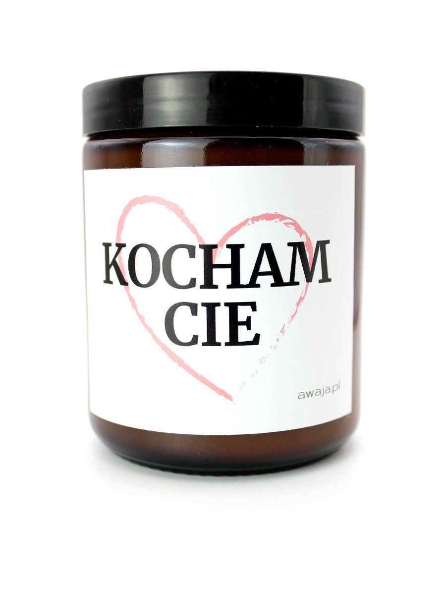 Świeca z napisem – Kocham Cię, romantyczny prezent, zapachowa, sojowa