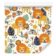 Tapety - Tapeta lwy, liście, kwiaty, rośliny, pokój chłopca - miniaturka - grafika 1