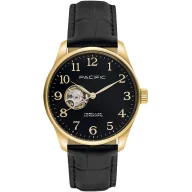 Zegarki męskie - Pacific SAMA-1701-04 Automat złoto-czarny męski zegarek open heart - miniaturka - grafika 1