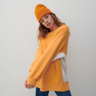 Bluzy damskie - Reserved Bluza oversize z bawełną - Pomarańczowy - grafika 1