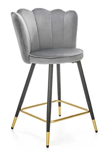 Szary nowoczesny welurowy hoker glamour S1-H05 - Taborety i hokery - miniaturka - grafika 1