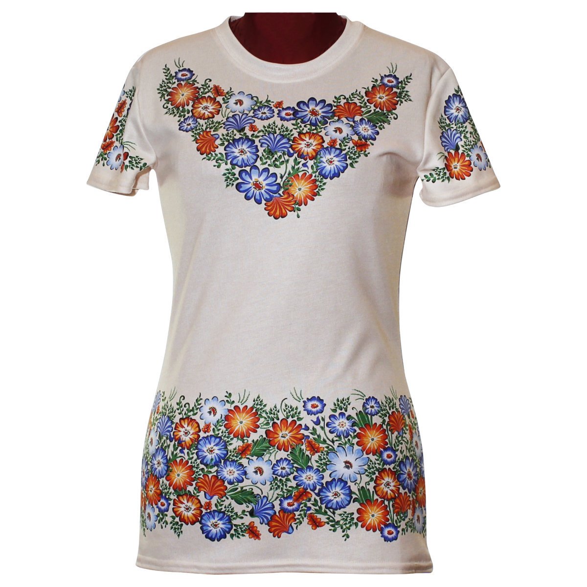 T-shirt folk opolski beżowy damski M