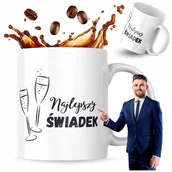 Kubki - Kubek Z Nadrukiem 330 ml Kubki Do Kawy Kubek Biały Najlepszy Świadek - miniaturka - grafika 1