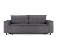 Sofy i kanapy - Sofa rozkładana 3 osobowa z pojemnikiem na pościel szara NAPI - miniaturka - grafika 1